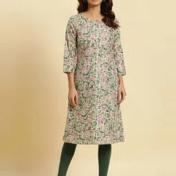 W Beige Printed Straight Kurta-picture-39