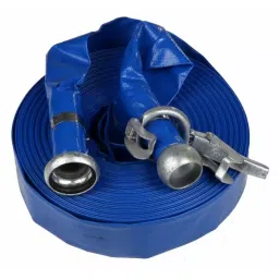 RS PRO Flat Roll-Up Hose with Couplings 3 Bar 100 m Long, Blue-picture-45