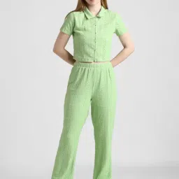 Only Green Self Design Shirt image 5