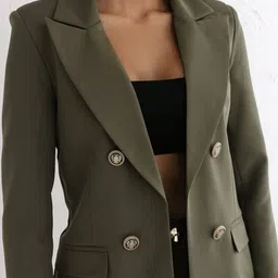 DressBerry Army Green Formal Polyester Blazer image 4