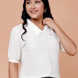 GRX Women Self Design V-Neck Cotton T-shirt image 4