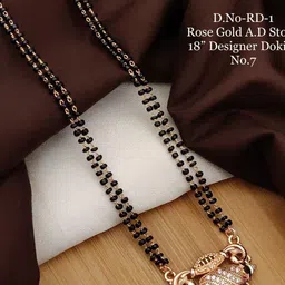 Queenzart Rose Gold-Plated Artificial Stones and Beads Mangalsutra-picture-10