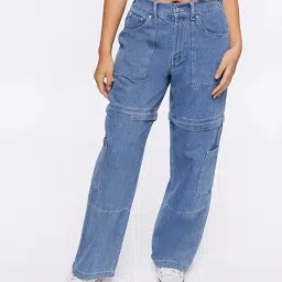 Forever 21 Blue Cotton Mid Rise Jeans-image-61