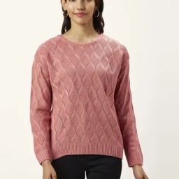 Honey by Pantaloons Pink Self Pattern Sweater-picture-26