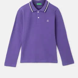 United Colors of Benetton Kids Purple Solid Full Sleeves Polo T-Shirt-picture-20