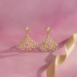 Mia by Tanishq 14KT Gold Natural Diamond Jhumka Earrings - 8.103g-picture-2