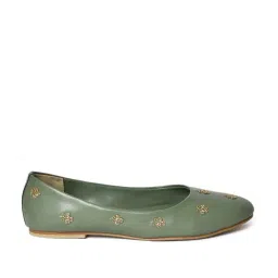W Women's Green Flat Ballets-picture-18