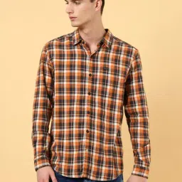 Wrangler Orange Cotton Regular Fit Checks Shirt-picture-16