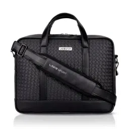 LAVIE SPORT Black Woven Medium Laptop Briefcase-picture-30