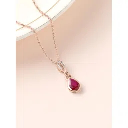Ornate Jewels 925 Silver 18K 2 Micron Rose Gold Plated Red Ruby Pendant With Chain for Women & Girls image 1