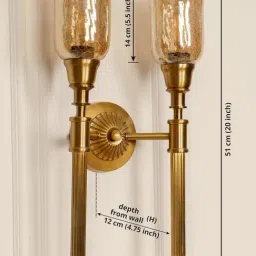 Divine Trends Gold Aluminium Double Corrugated Antique Wall Lamp image 4