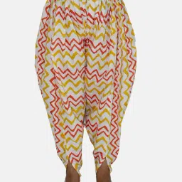 Kiddopanti Girls White Printed Harem Pants-image-76