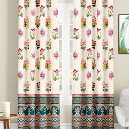 SEJ by Nisha Gupta Pack of 2 Abstract Eyelet Long Door Curtains - Cream-picture-4