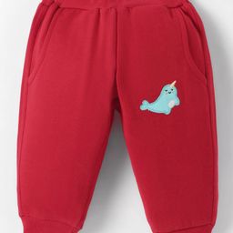 Zero Knit Full Length Dolphin Printed Fleece & Woollen Bottom - Red-picture-32