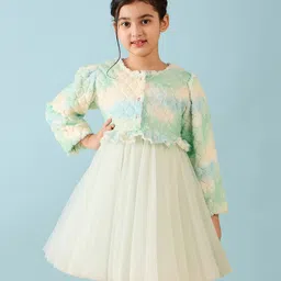 stylobug Stylo Bug Full Sleeves Tie & Dye Sequin Embellished Flared Dress - Green-picture-16