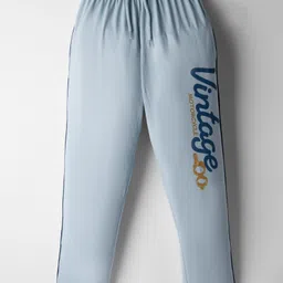 Taeko Single Jersey Knit Full Length Lounge Pant with Vintage Print - Light Blue-picture-37