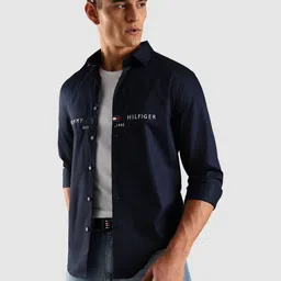 Tommy Hilfiger Brand Logo Printed Spread Collar Shirt-picture-13