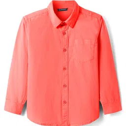 Pine Kids Cotton Woven Full Sleeves Solid Color Shirt - Coral image 2