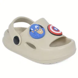 Yellow Bee Marvel Featuring Captain America Applique Detailed With Back Sling Clogs - Beige image 3