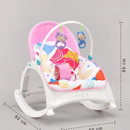 Play Nation Newborn To Toddler 2 in 1 Portable Baby Rocker With Food Tray and Music Vibration with Toys - Pink image 3