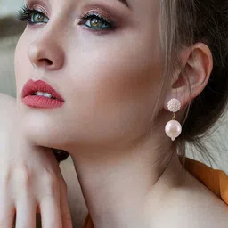 Vientiq Gold Plated Pearls Beaded Spherical Shape Drop Earrings image 3