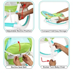 Play Nation Newborn To Toddler 2 in 1 Portable Baby Rocker With Food Tray and Music Vibration with Toys - Pink image 4