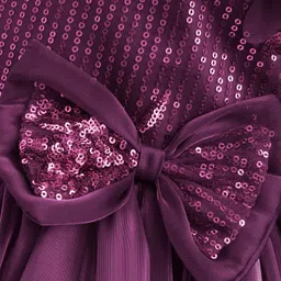 Mark & Mia Woven Half Sleeves Party Dress With Sequin Detailing & Bow Applique - Wine image 4