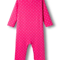 Babyhug 100% Cotton Knit Full Sleeves Front Open Rompers with Duck & Polka Dot Print Pack of 2 - Dark Pink & Pink image 5