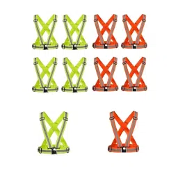 Rahul Professionals High Visibility Reflector Orange & Green Combo Safety Strips Cross Vest Belt Free Size (Pack of 10)-picture-29