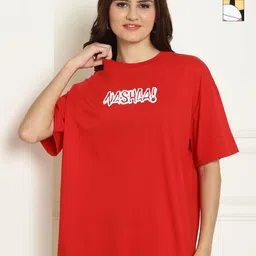 Metronaut Women Pack of 2 Typography Printed Round Neck Cotton Oversized T-shirts-image-72