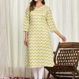 VEDANA Women Floral Printed Festive Cotton Straight Kurta-image-32