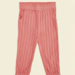 Pantaloons Baby Peach Cotton Striped Trousers-image-13