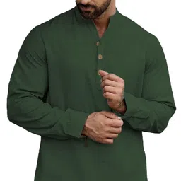 APEKTRA Mandarin Collar Roll-Up Sleeves Straight Short Kurta-picture-42