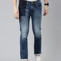 CINOCCI Blue Cotton Slim Fit Jeans-picture-45