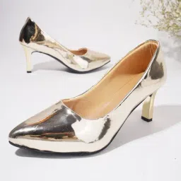 The White Pole Women's Golden Stiletto Pumps-picture-20