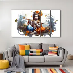 The Castle Decor White & Red 5 Piece Wood Religious Wall Paintings-image-62