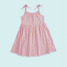 Pantaloons Junior Pink Cotton Striped Dress-picture-25