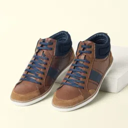 Byford by Pantaloons Men's Brown Ankle High Sneakers-image-25