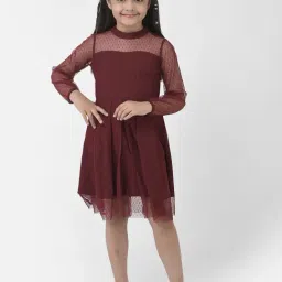 Eavan Kids Maroon Solid Full Sleeves Dress-image-66