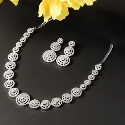 TRINK Rhodium-Plated American Diamond Studded Jewellery Set-picture-29