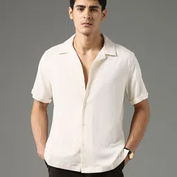 Arrow New York Men Slim Fit Textured Cuban Collar Casual Shirt-picture-26