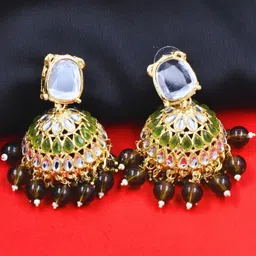 J & C Fashion Arena Beautiful Kundan Jhumki Embellished with Beads and Pearls-image-71