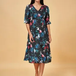 Honey by Pantaloons Black Floral Print A-Line Dress-picture-17