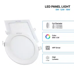 Gramlite 8 W 6500 K Cool White Round Led Panel light image 3