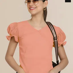 Mast & Harbour Women Pack of 2 Sweetheart Neck Puff Sleeves Peplum Top-picture-31