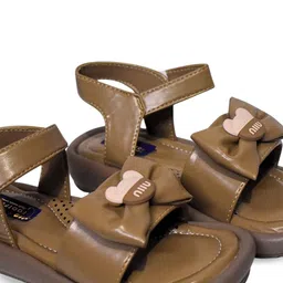 Footpedia Girls Leather Open Toe Flats with Buckles image 4