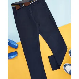 Pantaloons Junior Cotton Solid Trousers - Navy Blue-image-56