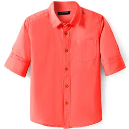 Pine Kids Cotton Woven Full Sleeves Solid Color Shirt - Coral-picture-29