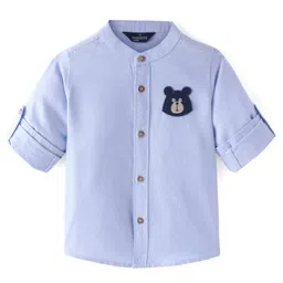 INFINITY Oxford Cotton Full Sleeves Solid Shirt- Blue-picture-23