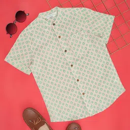 Indus Route by Pantaloons Cotton Half Sleeves Abstract Motifs Printed Shirt - Off White-picture-20
